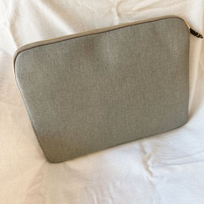 Zipped, Patterned, Gray Canvas Laptop Case for 13" 14"