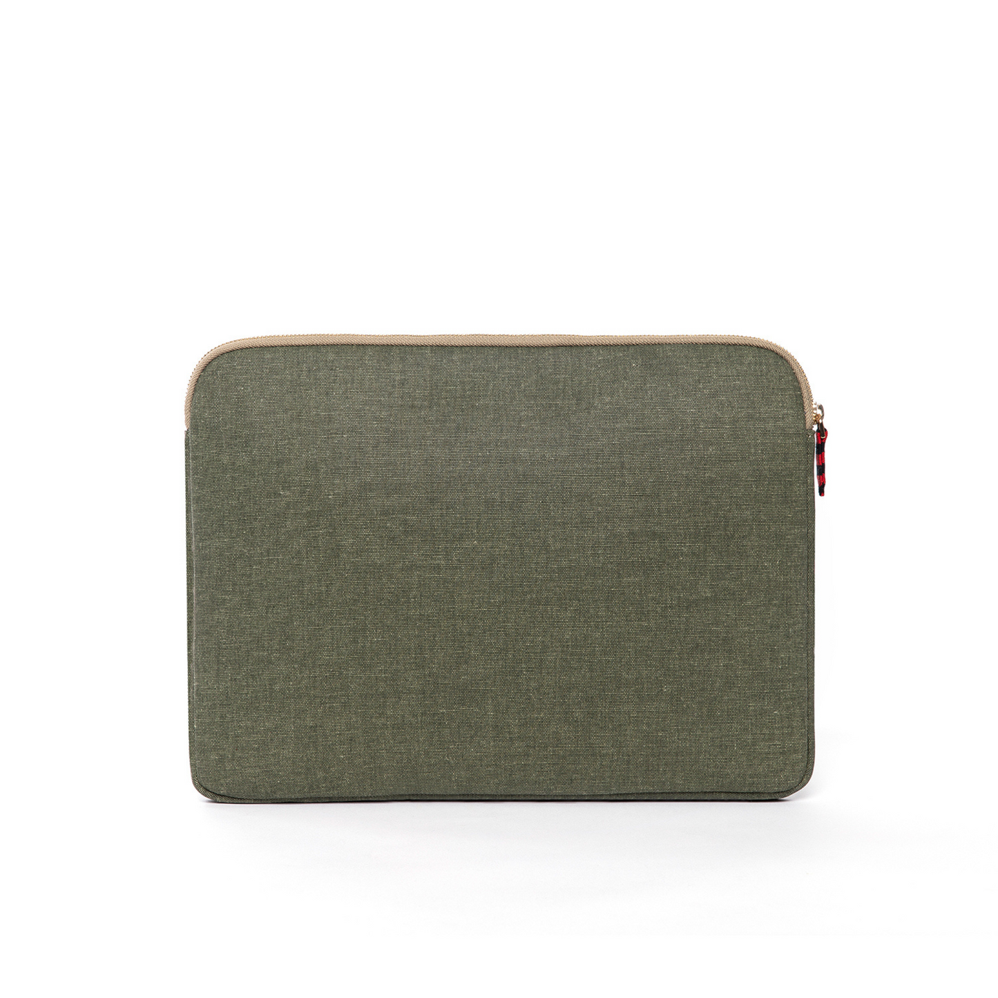 Zipped Green Canvas Laptop Case for 13" 14"