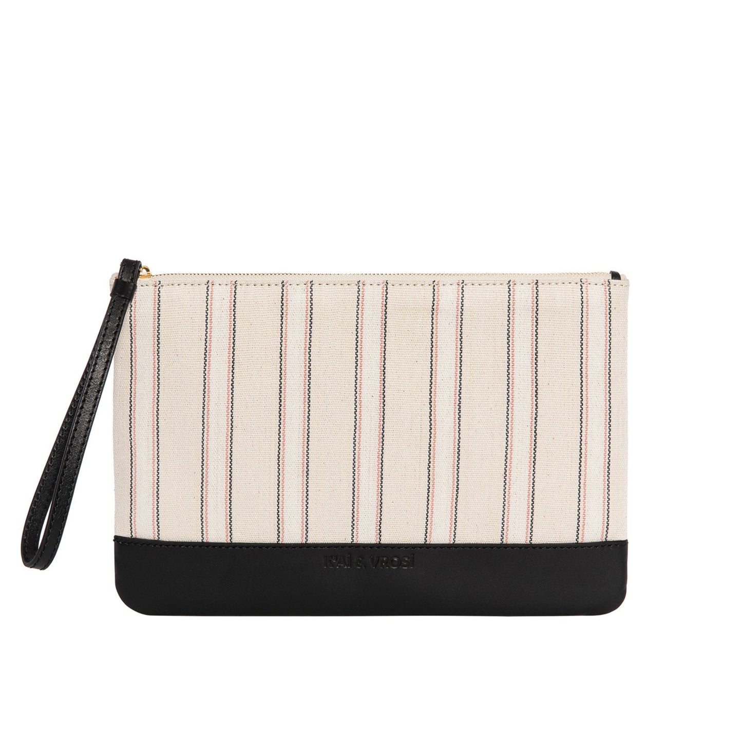 Defne - Black Calfskin & Handloomed Fabric Clutch