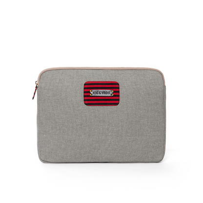 Zipped Gray Canvas Laptop Case for 13" 14"