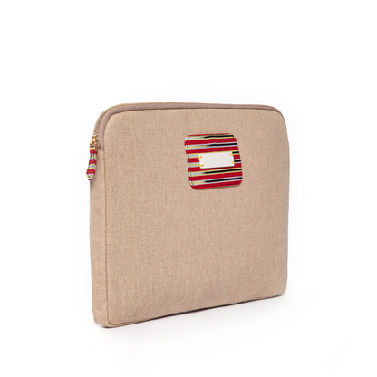 Zipped Cream Canvas Laptop Case for 13" 14"