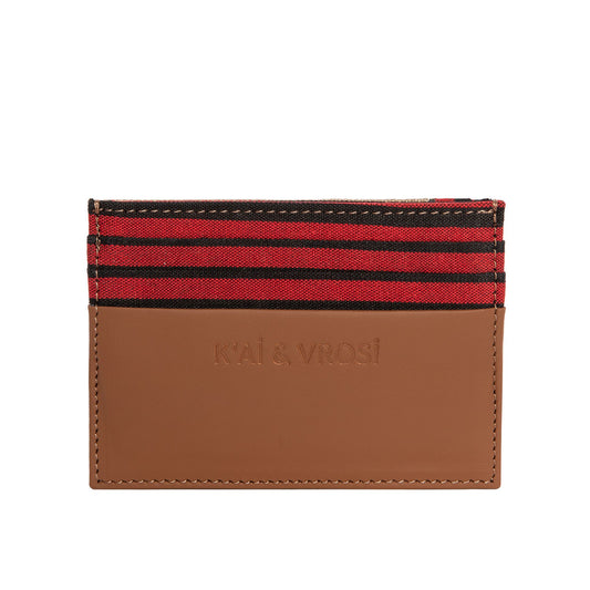 Tobacco Leather Canvas Cardholder